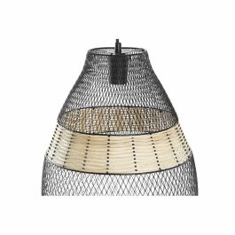 DKD Home Decor Lámpara de Techo Urban, de Metal y Ratán, Colores Negro y Marrón, para 1 Bombilla E27 50W. Dimensiones 32x32x43 cm