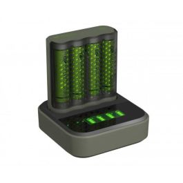 GP M451 D451 ReCyko Cargador Rápido con Dock para Baterías NiMH AA 2600mAh y AAA – Pantalla LCD Gris