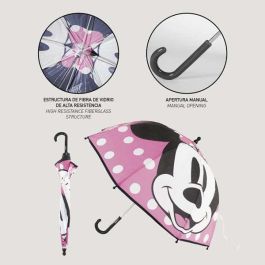 Cerdá Paraguas de Mano con Diseño de Minnie Mouse, Fabricado en Material 100% EVA. Color Rosa, Recomendado para Niños de 3 a 12 años.