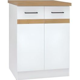 Junona JUNONAMB2P60BLPL Bajo Gabinete de Cocina 60 cm 2 Puertas Tesca de Trabajo Blanco Brillante