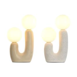Lampara Sobremesa Urban DKD Home Decor Beige Blanco 11 x 31 x 20 cm (2 Unidades) Lampara Sobremesa Urban DKD Home Decor Beige Blanco 11 x 31 x 20 cm (2 Unidades)