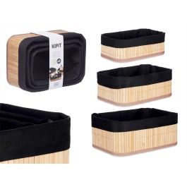 Set 3 Organizadores de Bambú y Tela Negra Kipit - 31x12x21 cm (4 Unidades) Precio: 43.49999973. SKU: B1DLGTQMB9