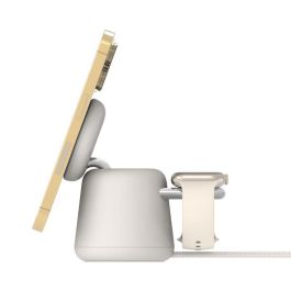 Belkin Base de Carga Powerhouse WIZ020vfH37 Doble iPhone, iWatch y AirPods, Carga MagSafe, Color Arena