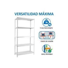 Simonrack Kit Advantage Mini 5-400 Estantería Metálica Tornillos 5 Baldas-75 kg 180x80x40 cm Blanco