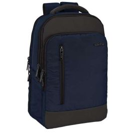 Safta business Mochila escolar para ordenador portátil de 15,6 pulgadas, Negro-Azul-Gris, 290x150x440 mm