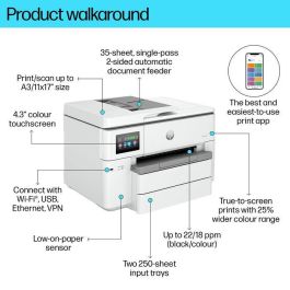 HP Impresora Todo en Uno Formato Ancho OfficeJet Pro 9730e Inyección de Tinta Color Profesional para Negocios