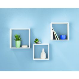 Moblekit Set 3 Estantes Flotantes Blancos 30 cm, 27 cm y 24 cm de Profundidad - Mueble de Pared Decorativo (4 Unidades)