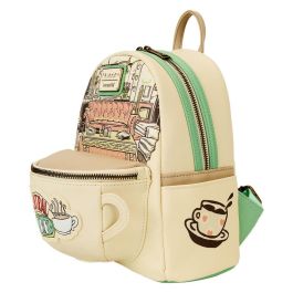 Loungefly Mochila Friends Central Perk 26cm Piel Vegana. Con tirantes ajustables, herrajes dorados y detalles en relieve.