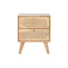 DKD Home Decor Mesita De Noche Scandi Natural 30 x 48 x 40 cm 2 Cajones