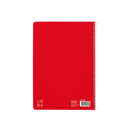Liderpapel Cuaderno Pautaguía Espiral A4 Tapa Dura 80 Hojas 90 gr Cuadro Pautado 3mm Rojo