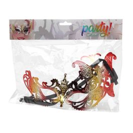 Antifaz Rojo Multicolor Mariposa Veneciana con Alas Elevadas para Fiestas de Disfraces y Carnaval