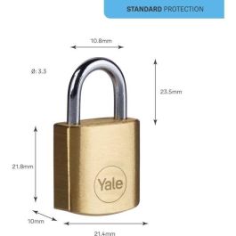 Yale Y110B/20/111/4 Candado de Latón Macizo 20mm con Arco de Acero Endurecido y 3 Llaves para Seguridad Básica