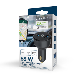 Gembird TA-UC-AC2PD65LCD-CAR-01 cargador de dispositivo móvil Universal Negro Encendedor de cigarrillos Carga rápida Auto Precio: 16.50000044. SKU: B18FN99MDF
