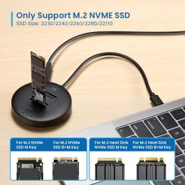 EWENT EW7078 Clonador SSD Doble Bahía USB 3.2 Gen 2 Estación de Acomplamiento M.2 NVMe SATA hasta 10Gbps Negro