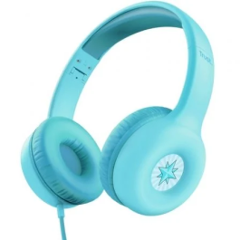 Trust Auriculares Infantiles Nouna Kids con Micrófono Azules para Niños con Límite de Volumen