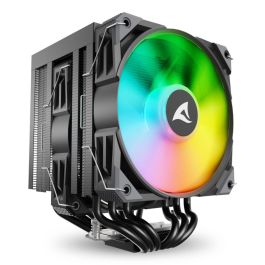 Sharkoon A60 RGB Refrigerador de Aire para CPU Doble Torre con 2 Ventiladores 120mm PWM, RGB, 6 Tubos Calor Cobre, 260W TDP Negro Precio: 73.50000042. SKU: B1BZHC2FZJ