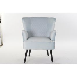 DKD Home Decor Butaca Sixties, Poliéster y Metal, Color Azul Celeste y Negro, Desmontable, Medidas 76x82x76 cm, Altura Asiento 42 cm