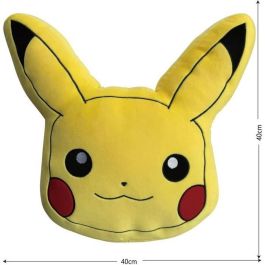 Pokemon POK3700891708760 Cojín 3D Premium Cara de Pikachu de Microfibra - 40 cm