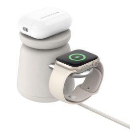 Belkin Base de Carga Powerhouse WIZ020vfH37 Doble iPhone, iWatch y AirPods, Carga MagSafe, Color Arena