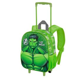 Mochila 3D con Ruedas Pequeña Rage Marvel Hulk Verde