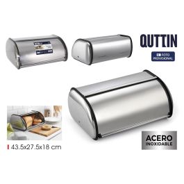 Quttin Panera de Metal con Tapa - 43.5 x 27.5 x 18 cm - Ideal para Almacenamiento de Pan en Cocina (4 Unidades)