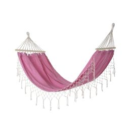 DKD Home Decor Hamaca Rosa de Terraza y Jardín, 255 cm Ancho, Flecos, Algodón, Poliéster, Max. 120 kg Precio: 12.79000008. SKU: B15JFZXZM3