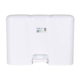 Tontarelli Cubo Basura Triple Patty Blanco con Tapa 40L 58.5x32x41.5 cm (4 Unidades)
