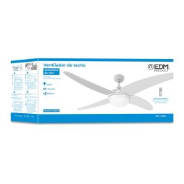 Edm Ventilador de Techo Caspio Ø132cm, 60W, 3 Velocidades, Mando a Distancia, Blanco