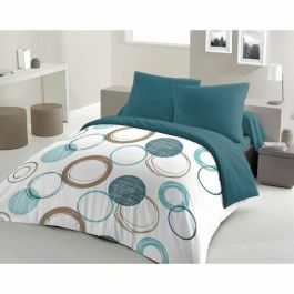 HOME LINGE PASSION Juego de edredón Audace - edredón 240 x 260 cm + 2 fundas de almohada 63x63 cm - Azul pato