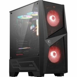 MSI MAG Forge 100M Midi Tower Negro Transparente con Iluminación Púrpura y Panel de Vidrio Templado para PC Gaming