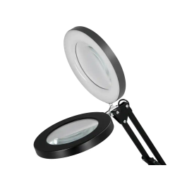 Q-connect Lampara Escritorio Hadar LED 8W 380lm Aluminio con Pinza Lupa Brazo Doble Color Negro