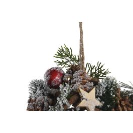 DKD Home Decor Bola Decoración Navidad Tradicional Rojo Natural Piñas 15 x 15 x 15 cm (2 Unidades)