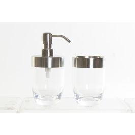 DKD Home Decor Set de 2 Piezas para Baño Básicos | Colores Plateado y Transparente | Material PS | Medidas: 7.5 Largo x 16.5 Alto x 10 Ancho cm Precio: 9.16212. SKU: S3036566