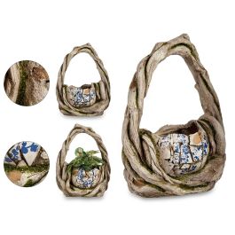 Cesta de poliresina rústica para jardín 43.5 cm - Ibergarden, gris/blanco/azul (2 Unidades) Precio: 77.69000052. SKU: B1F9GVSEF9