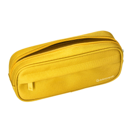 Liderpapel Estuche Portatodo Classic Ovalado con Dos Cremalleras y Bolsillo Delantero, Amarillo, 210x90x60mm