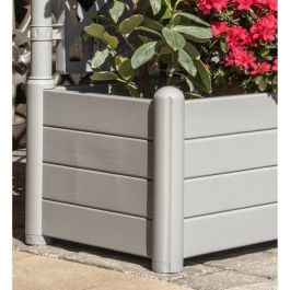 Stefanplast Jardinera Maceta Italia Rectangular con Rejilla para Flores y Plantas. Color Gris Piedra. Medidas 100x43x142 cm.