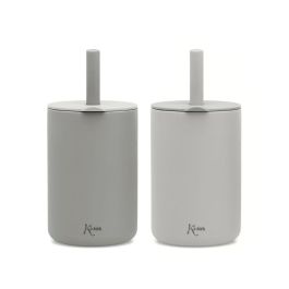 Vasos En Silicona Gris Con Pajita Vasos En Silicona Gris Con Pajita