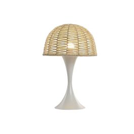 DKD Home Decor Lámpara de Sobremesa Urban Seta Blanco Marrón Claro, Materiales Metal y Cuerda, para bombilla E27, 50W, 30x48x30 cm