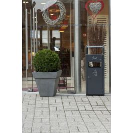 PROBBAX - AT-1271-DGRY - Cenicero de suelo para exterior con papelera - 33 x 28 x 89,5 cm - Cenicero 2,3L y papelera 20L - Gris oscuro