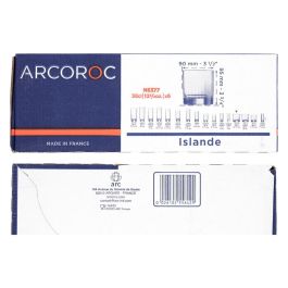 Arcoroc Caja 6 Vasos Bajos Vidrio Islande 38 cL – Fabricado en Francia, Apto Lavavajillas