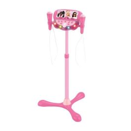 Lexibook LEX1695286887130 Micrófono de Barbie con soporte ajustable, iluminado, 2 Micrófonos, efectos de voz y Bluetooth