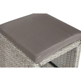 DKD Home Decor Mesa Bar Terraza y Jardín Set 7 Piezas, Ratán Sintético y Acero, Marrón Claro, Desmontable, 80x100x143 cm