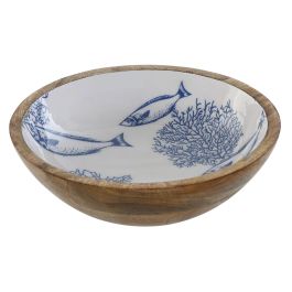 Centro Mesa Mediterraneo DKD Home Decor Blanco Azul 25 x 6.5 x 25 cm (2 Unidades) Precio: 29.49999965. SKU: B1DZVXW93J