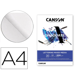 Canson Bloc Dibujo Multitecnicas Graduate Lettering Mixed Media 21x29.7 cm 20 Hojas 200 gr/m2 Precio: 6.95000042. SKU: B1B3P6P4K4