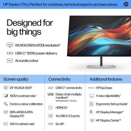 HP 724pu Monitor Series 7 Pro 24 pulgadas WUXGA USB-C, Pantalla 16:10, Precisión de Color y Hub de Productividad