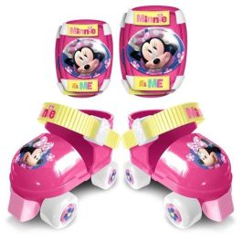 Disney Minnie Set Patines para Niña, Ajustables Talla 23-27, con Coderas y Rodilleras de Protección Seguras