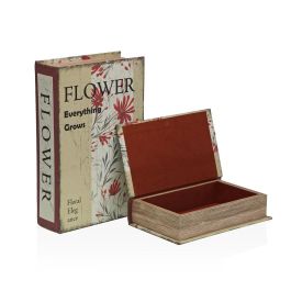 Caja Decorativa Versa Lienzo Madera MDF Flores Libro Caja Decorativa Versa Lienzo Madera MDF Flores Libro
