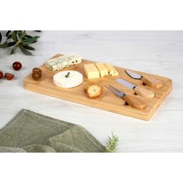 Set Tabla de Bambú Kinvara con 3 Cuchillos para Queso 26x40x4 cm (6 Unidades) Set Tabla de Bambú Kinvara con 3 Cuchillos para Queso 26x40x4 cm (6 Unidades)