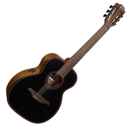 LAG Guitarra Acústica Travel Nylon Blue Wave AE Blue Wave 1 Tapa Cedro Rojo Macizo Fondo Caoba Satinado