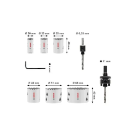 Bosch Professional Juego de Sierras de Corona Rosca Interna BOS6949509253293 - Multimaterial - Diámetros 20, 25, 35, 40, 51, 68 x 40 mm